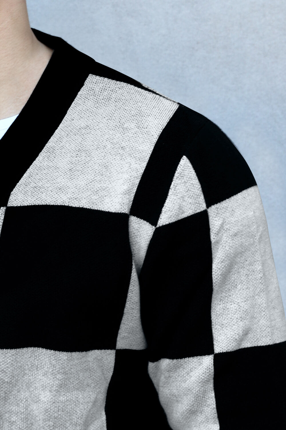 Men's Button Cardigan Sweater - Black & White