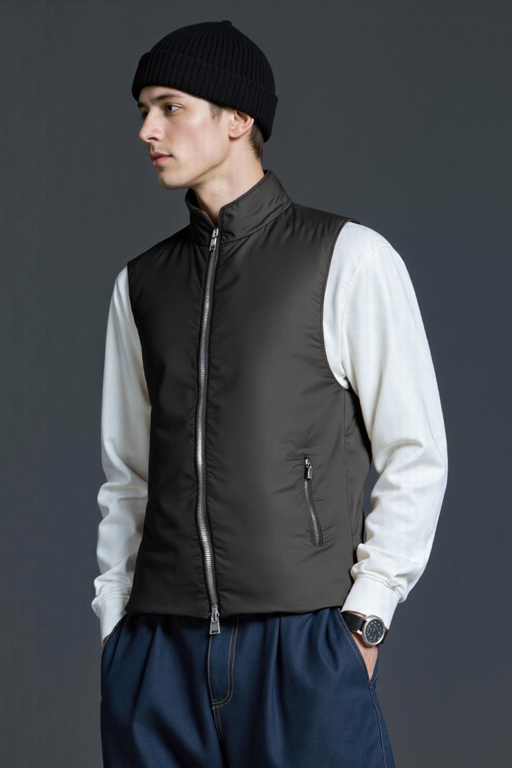 Men's Quilted Vest - Black