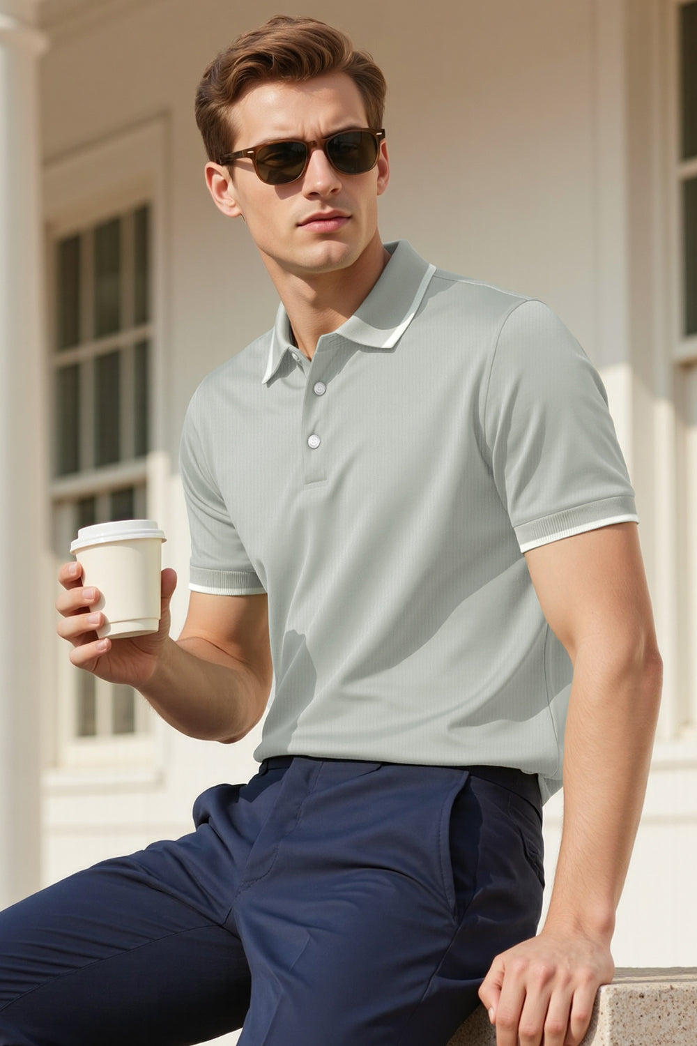 Men's High Quality Slim Fit Polo Shirt - Grey