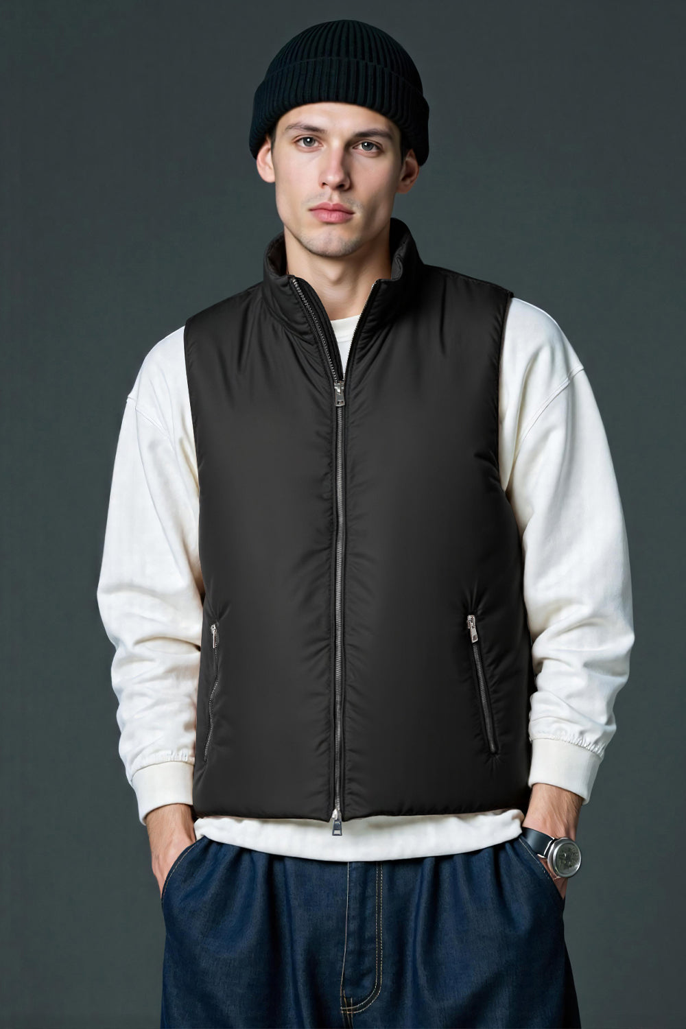 Men's Quilted Vest - Black