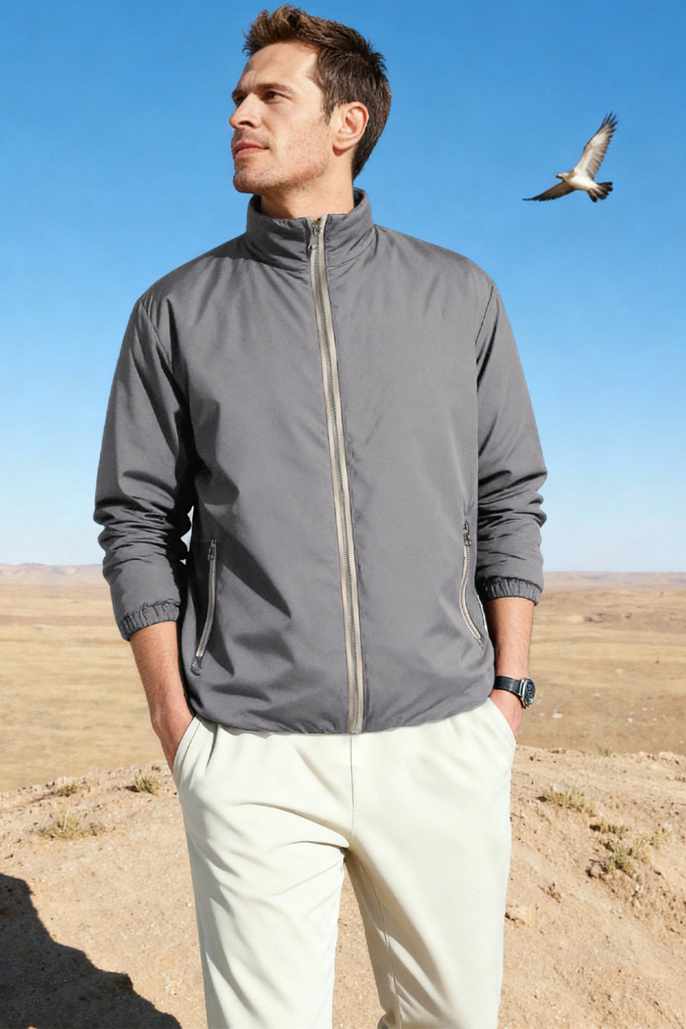 Men's Reversible Coat- Grey