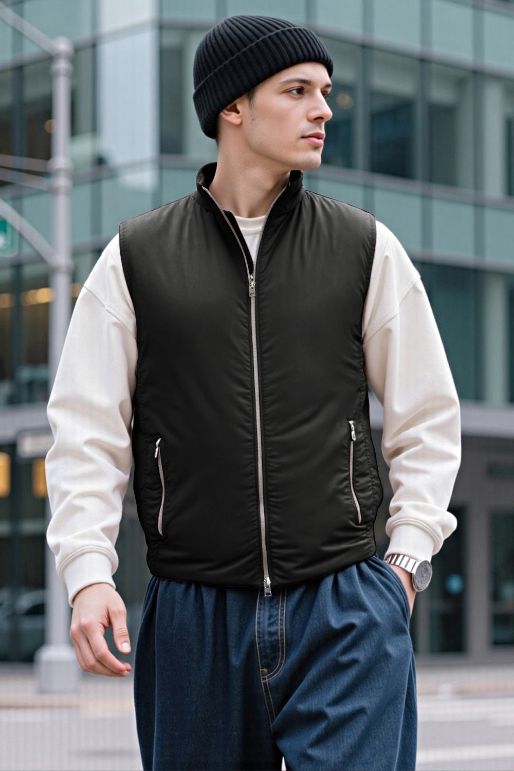 Men's Quilted Vest - Black