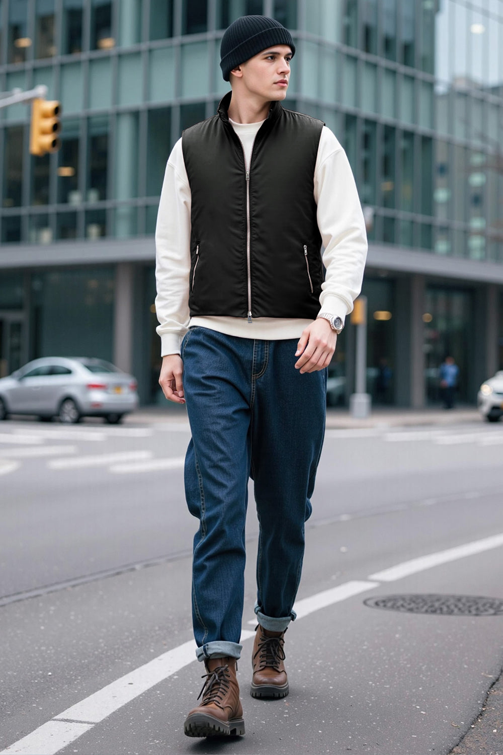 Men's Quilted Vest - Black