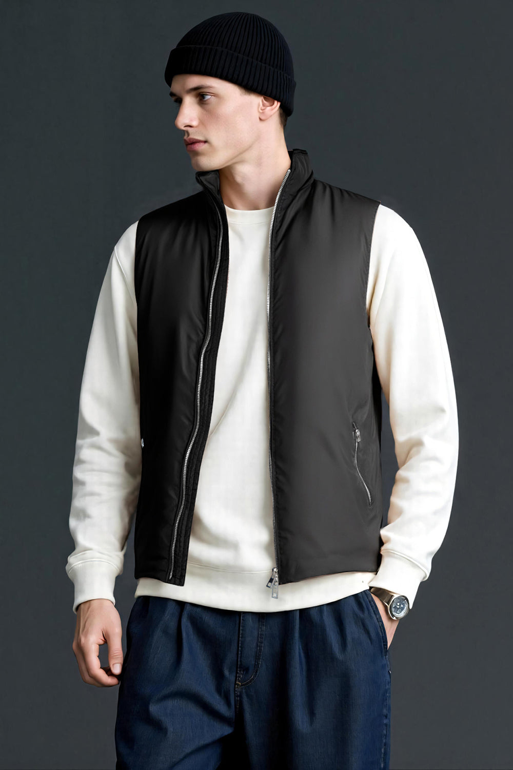 Men's Quilted Vest - Black