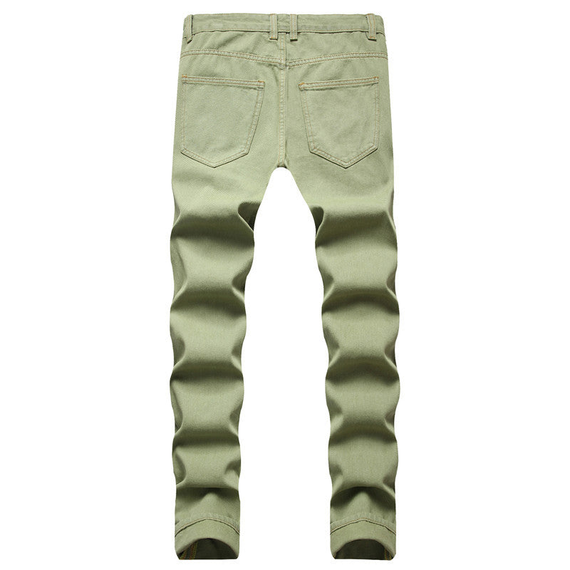 Ripped straight jeans green
