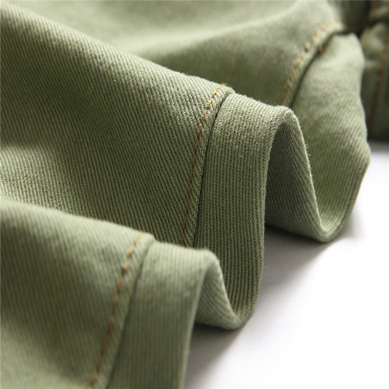 Ripped straight jeans green