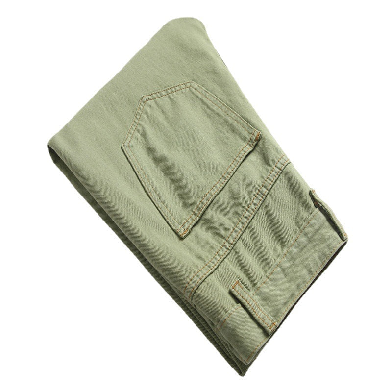 Ripped straight jeans green
