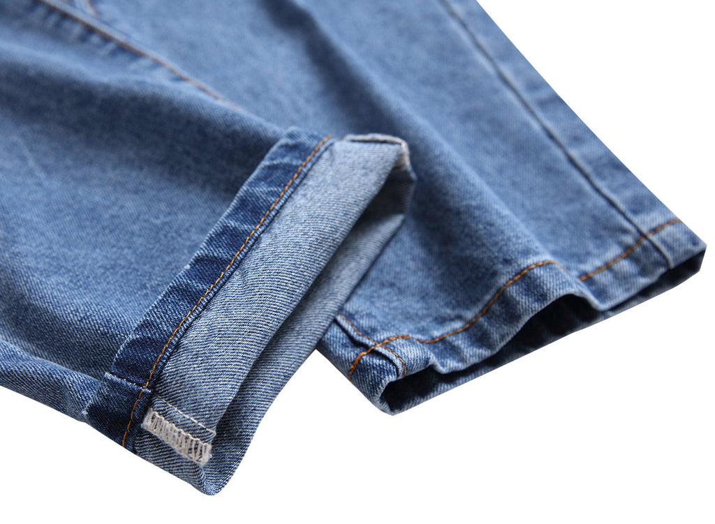 Men's blue patch ripped jeans