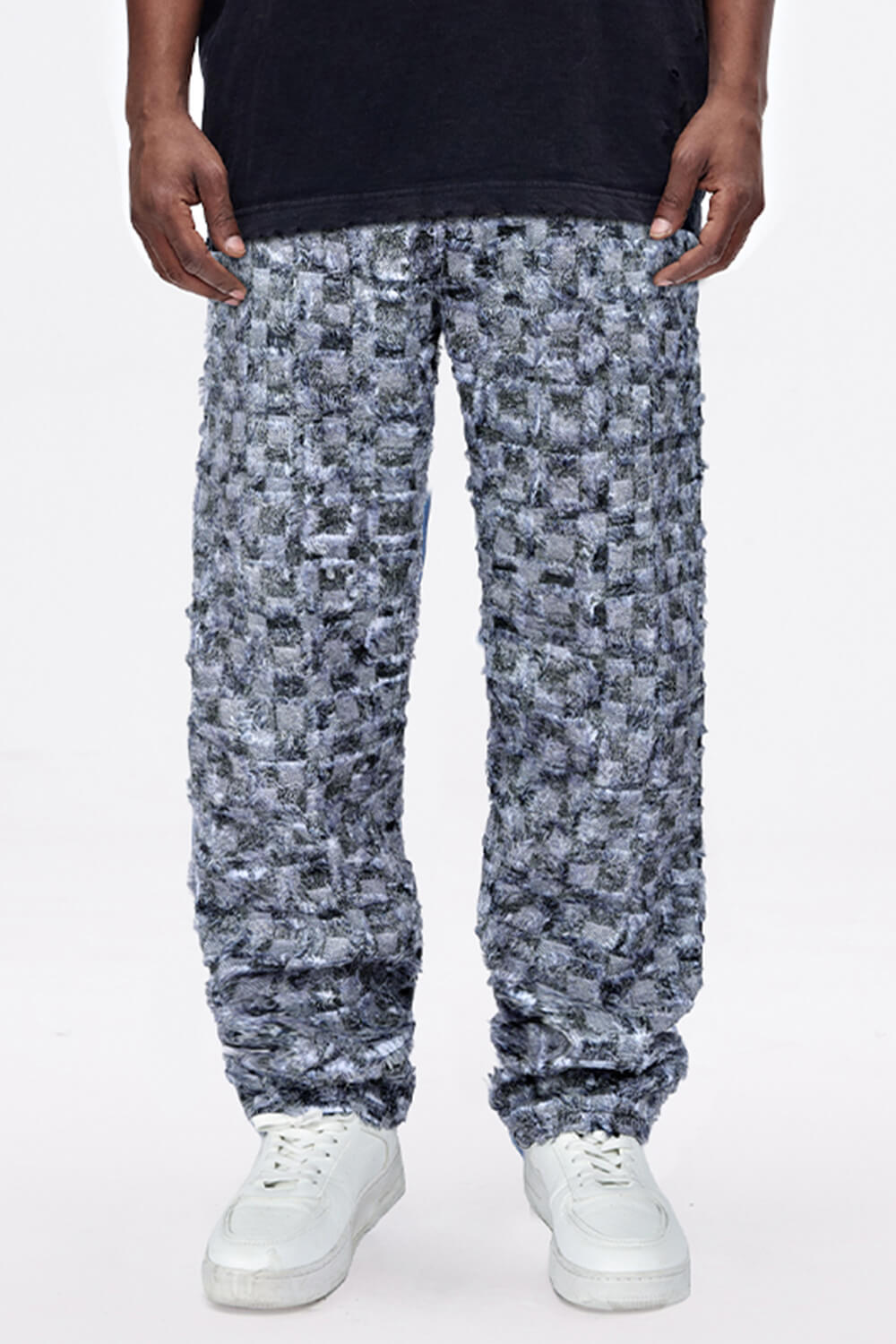 Men's Straight Raw Edge Stitching Jean - Blue