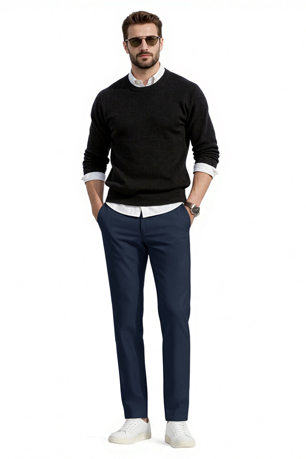 Men's Slim Fit Dress Pant - Dark Blue