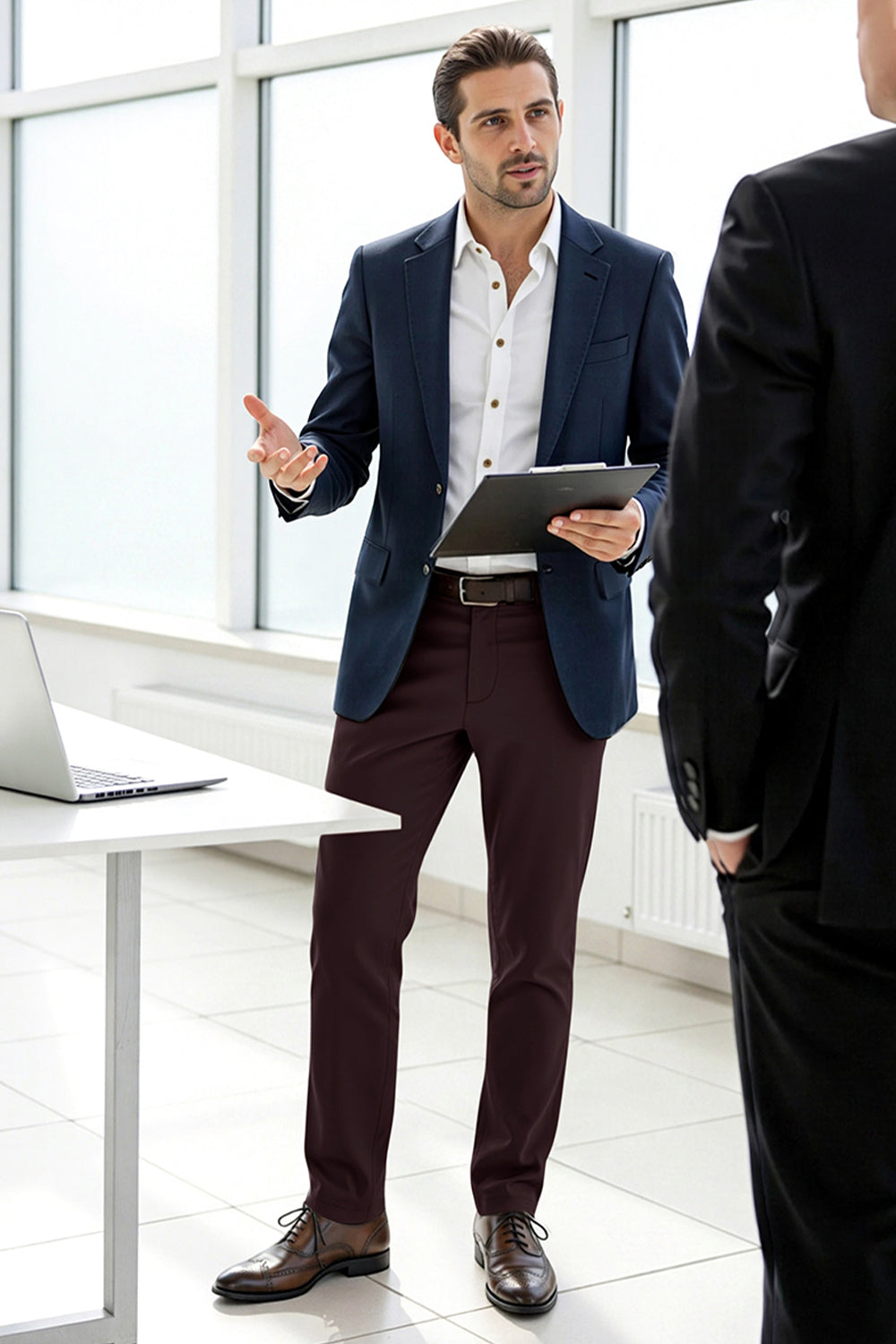 Men's Slim Fit Dress Pant - Brown