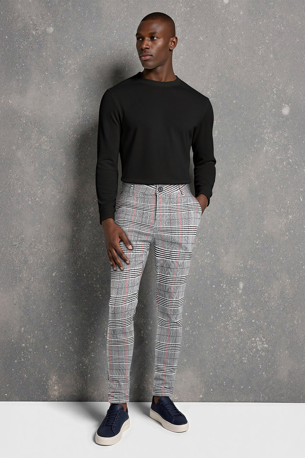 Men's Elastic Skinny Pant - Grey Lattice