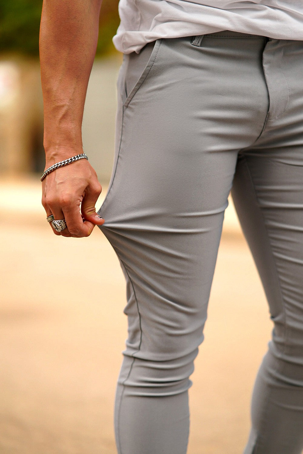 Men's Light Grey Skinny Pant - High Resilience
