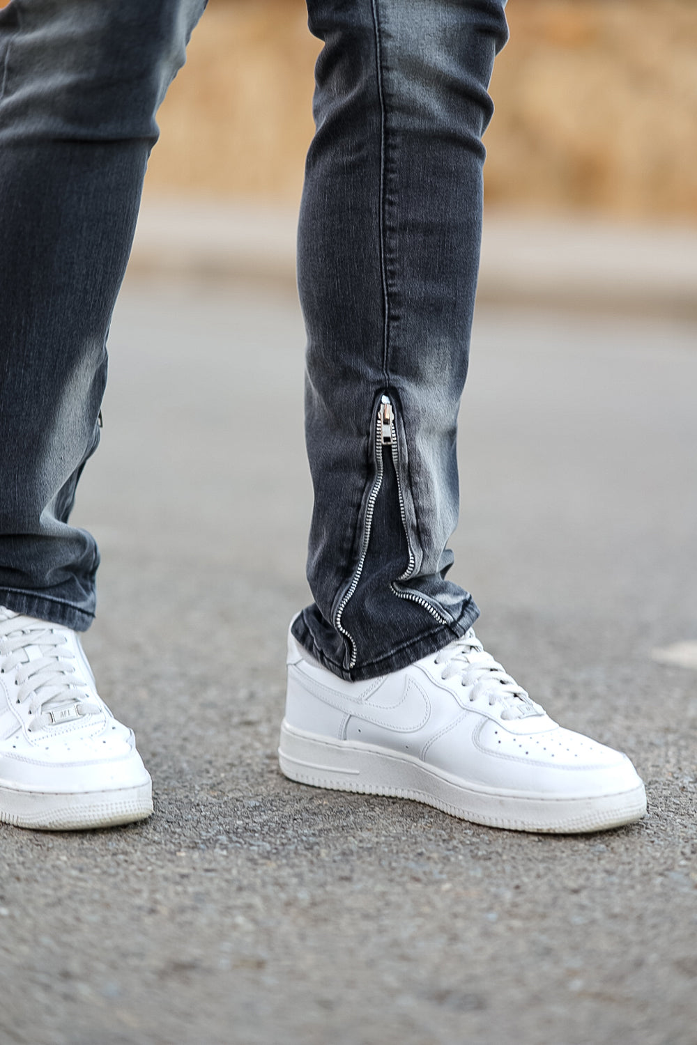 Men‘s Vintage washed stacked jeans Stretch Jeans