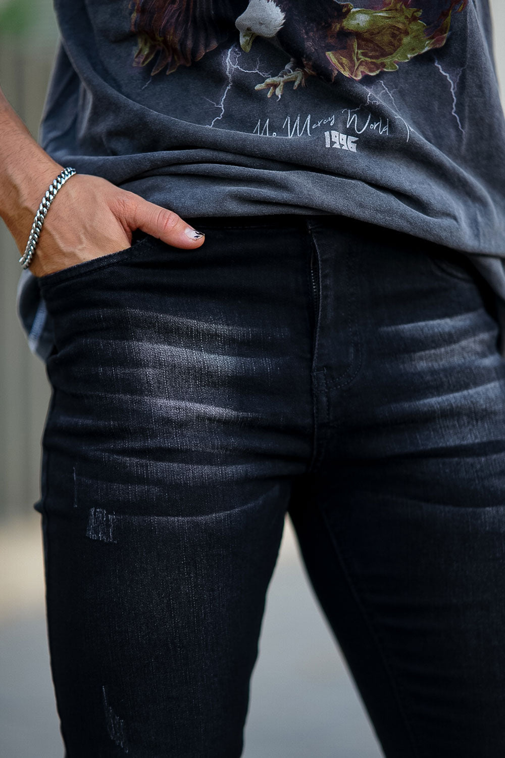 Mens Black Stylish Skinny Jeans Stretch Jeans For Men