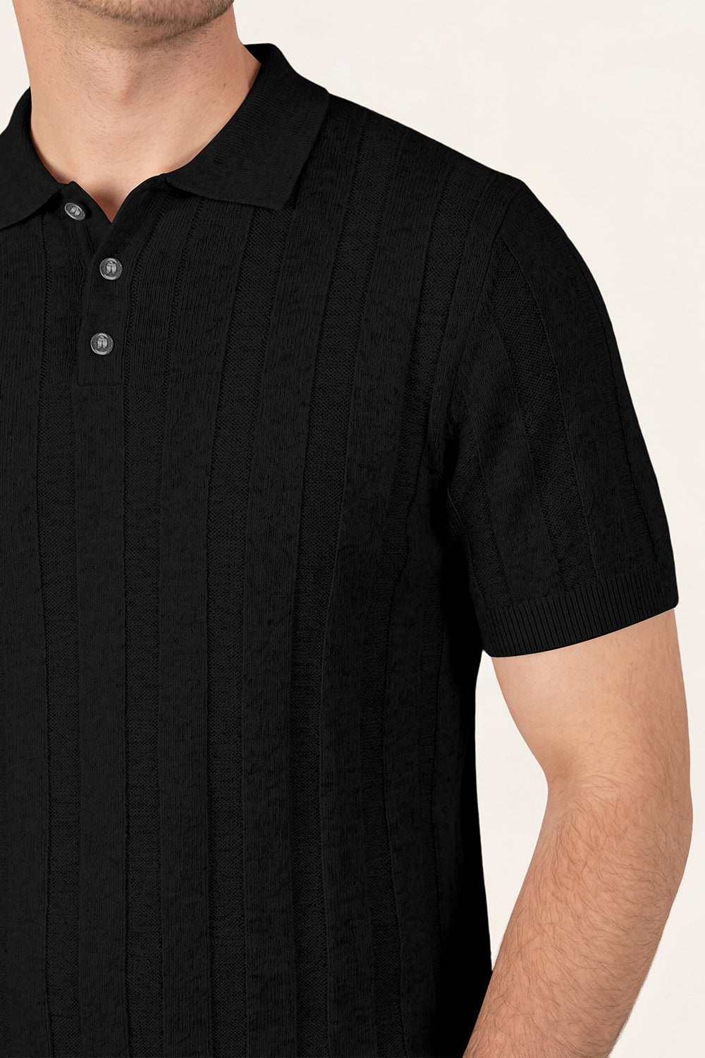 Men's High Quality Knitting Polo Shirt - Black