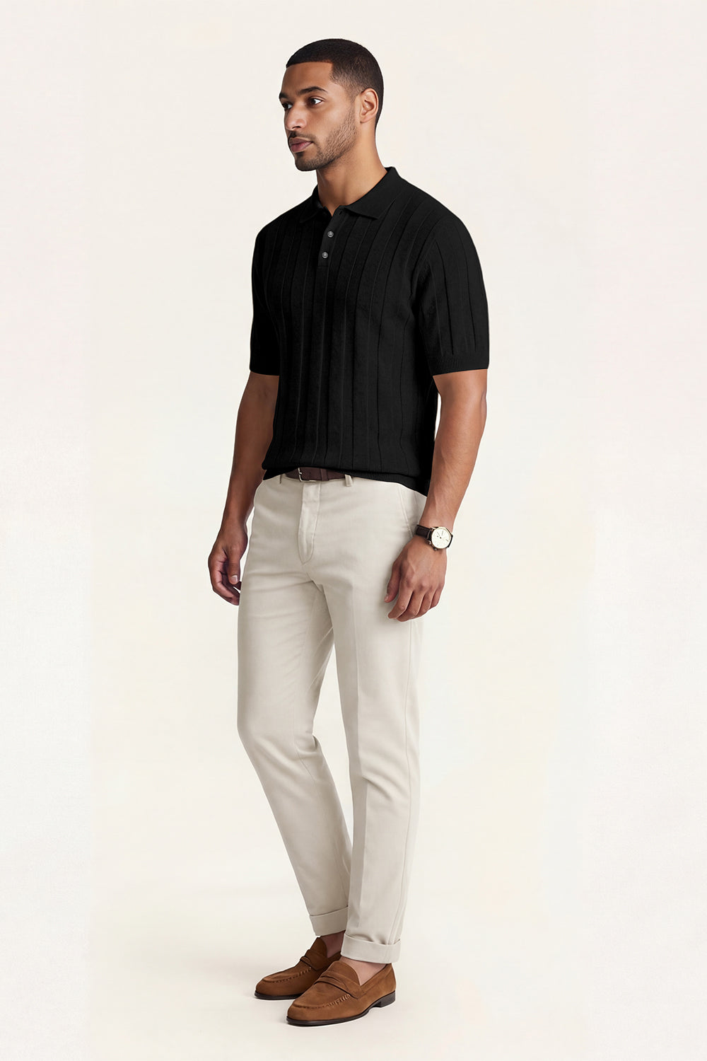 Men's High Quality Knitting Polo Shirt - Black