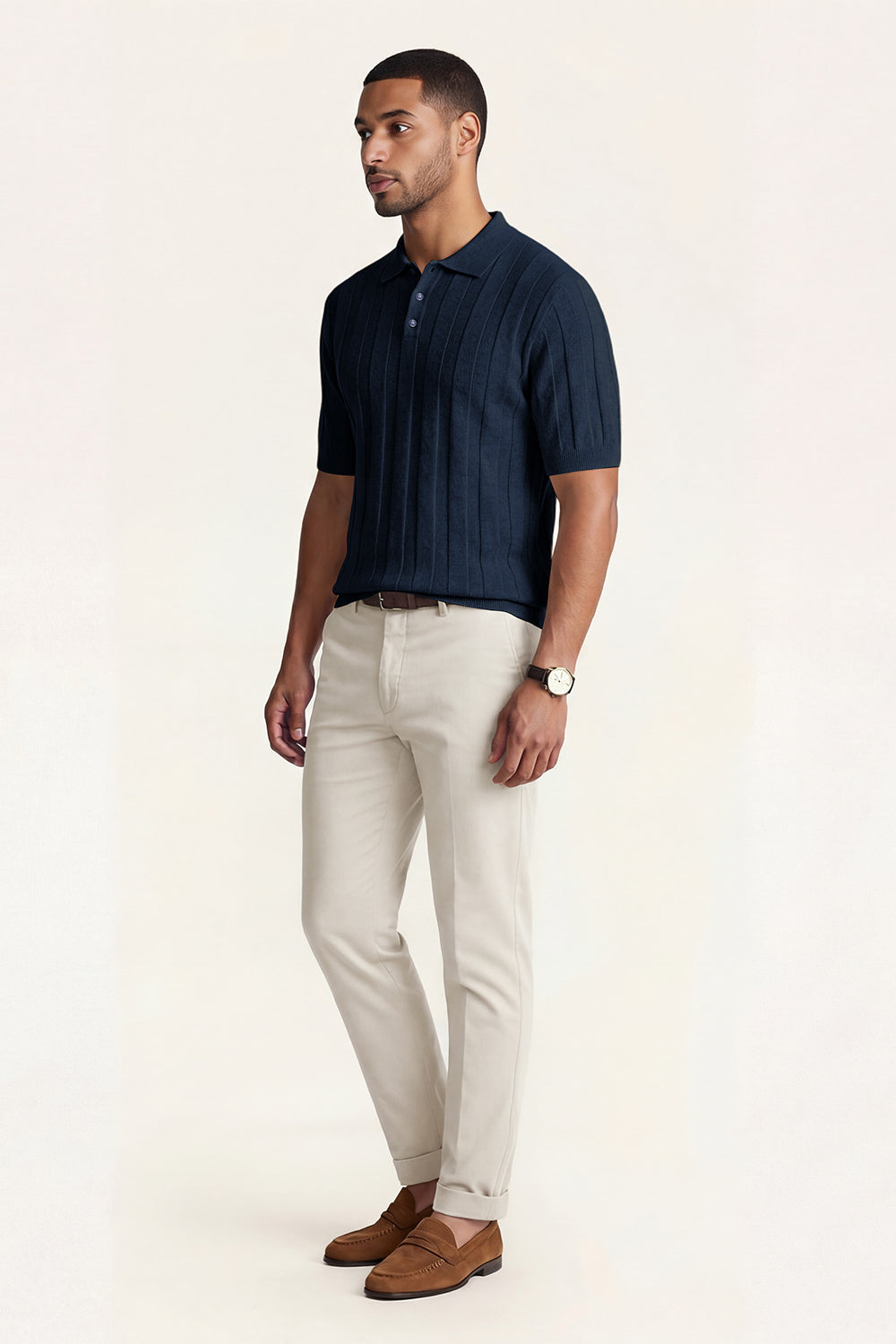 Men's High Quality Knitting Polo Shirt - Dark Blue