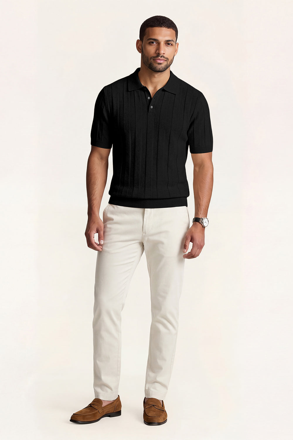 Men's High Quality Knitting Polo Shirt - Black