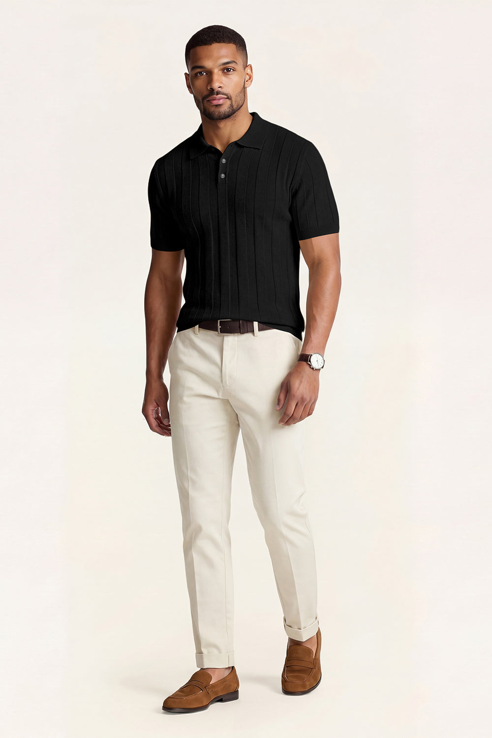 Men's High Quality Knitting Polo Shirt - Black