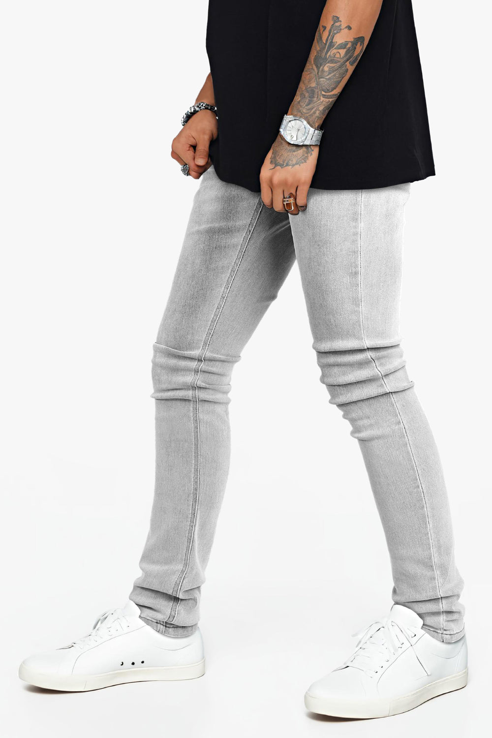 Men‘s Washed Skinny Marble Jean - Grey