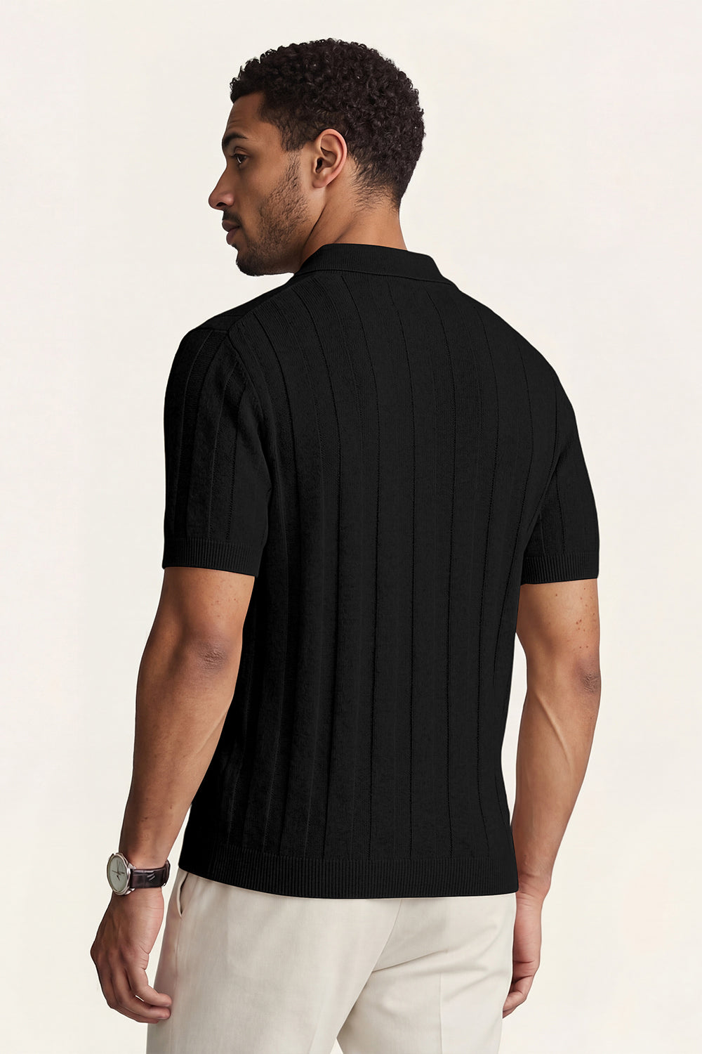 Men's High Quality Knitting Polo Shirt - Black
