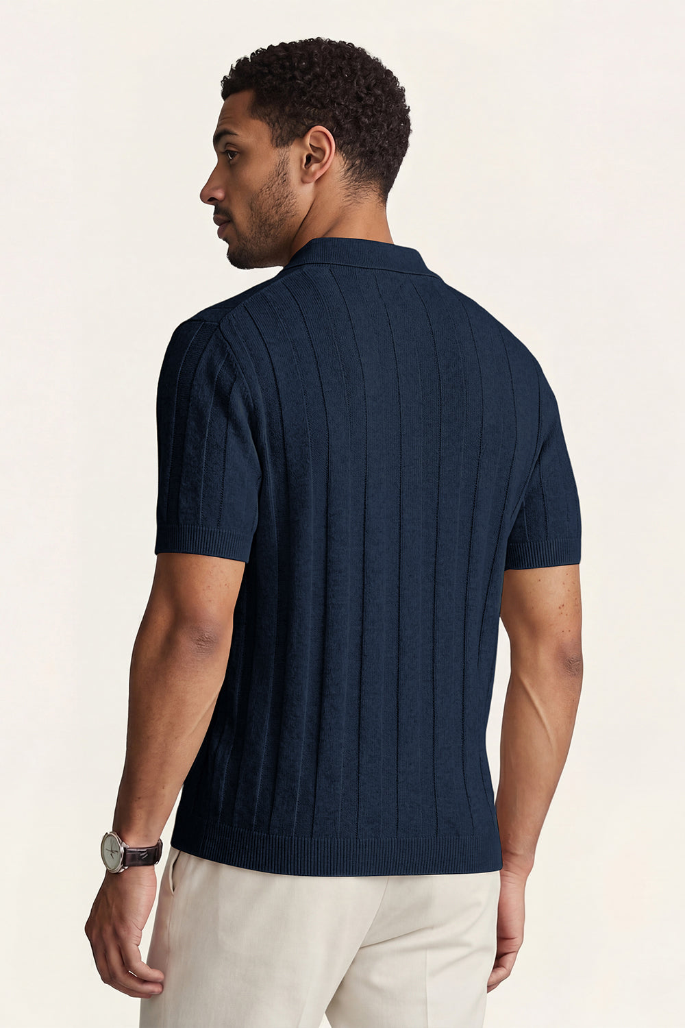 Men's High Quality Knitting Polo Shirt - Dark Blue