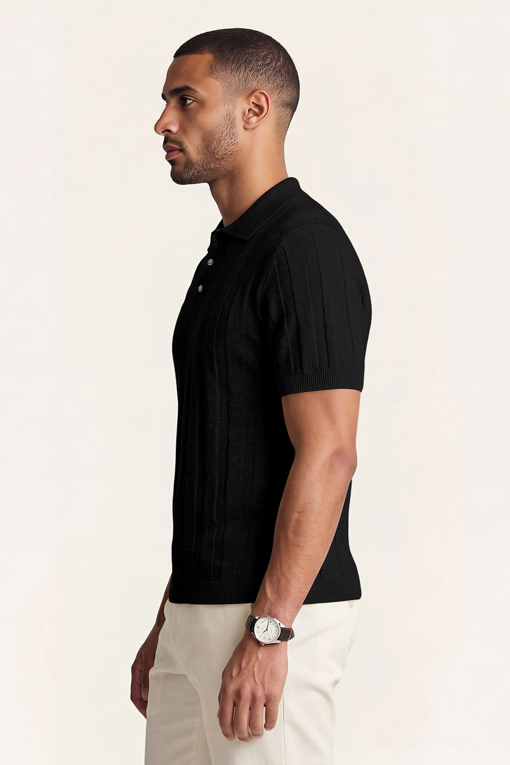 Men's High Quality Knitting Polo Shirt - Black