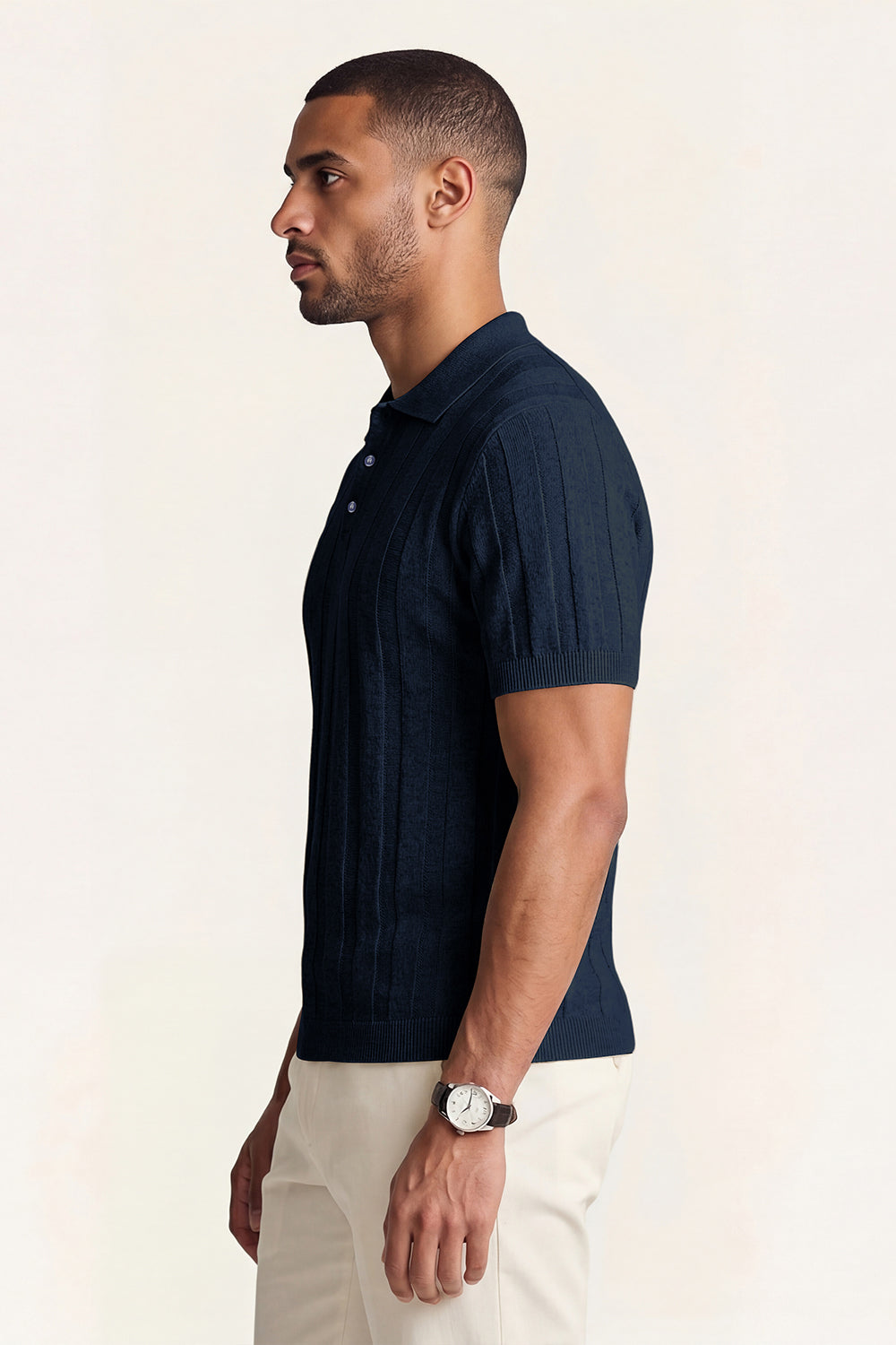Men's High Quality Knitting Polo Shirt - Dark Blue