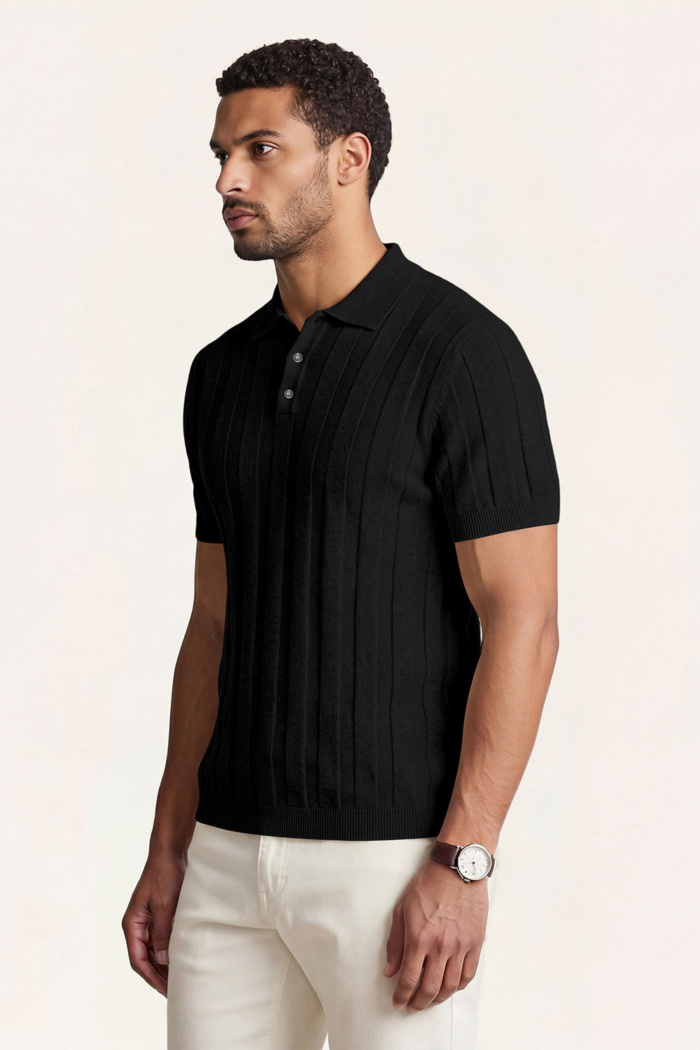 Men's High Quality Knitting Polo Shirt - Black