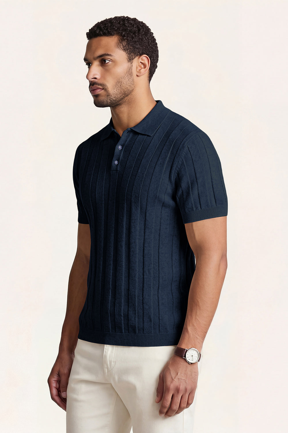 Men's High Quality Knitting Polo Shirt - Dark Blue