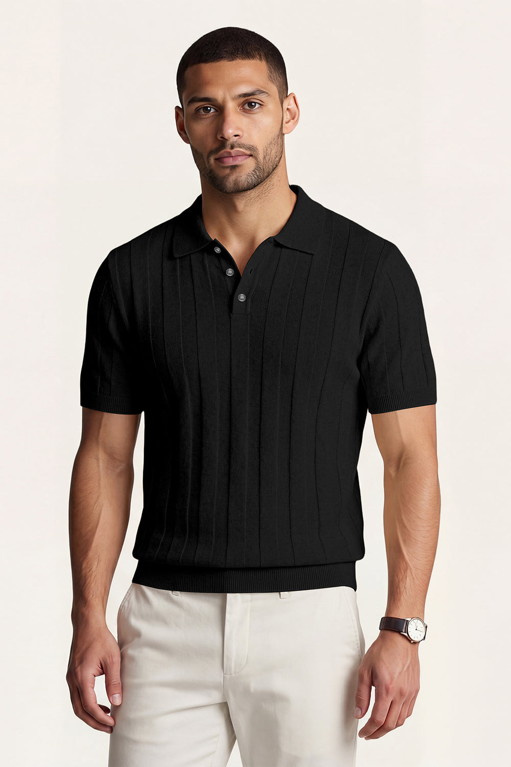 Men's High Quality Knitting Polo Shirt - Black