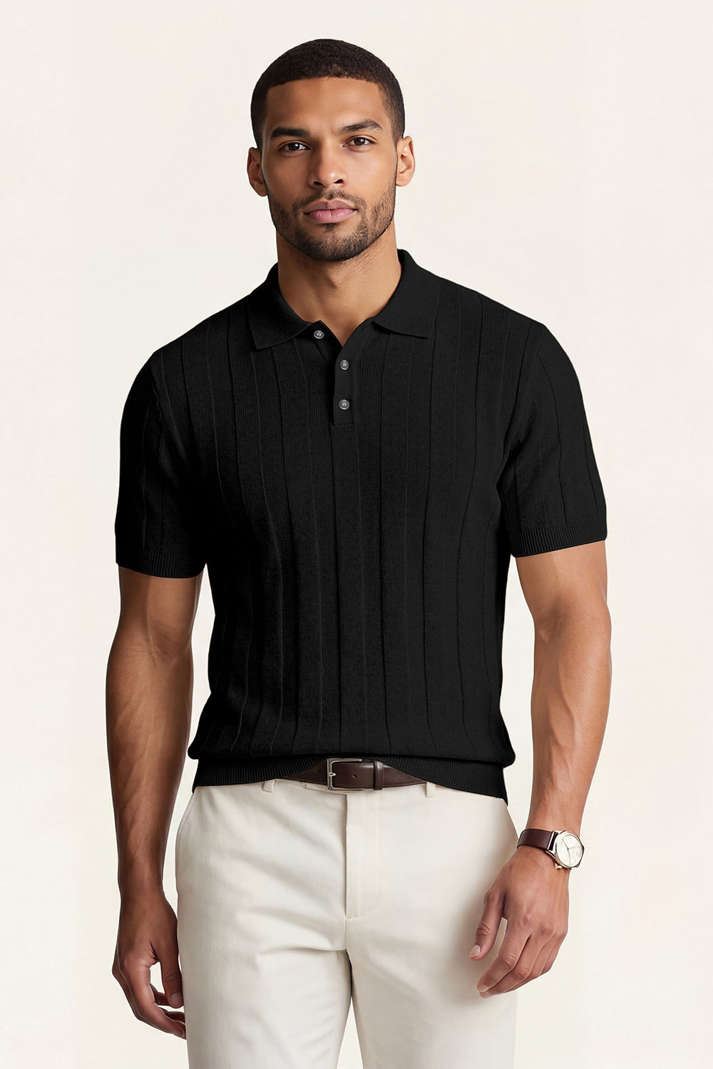 Men's High Quality Knitting Polo Shirt - Black