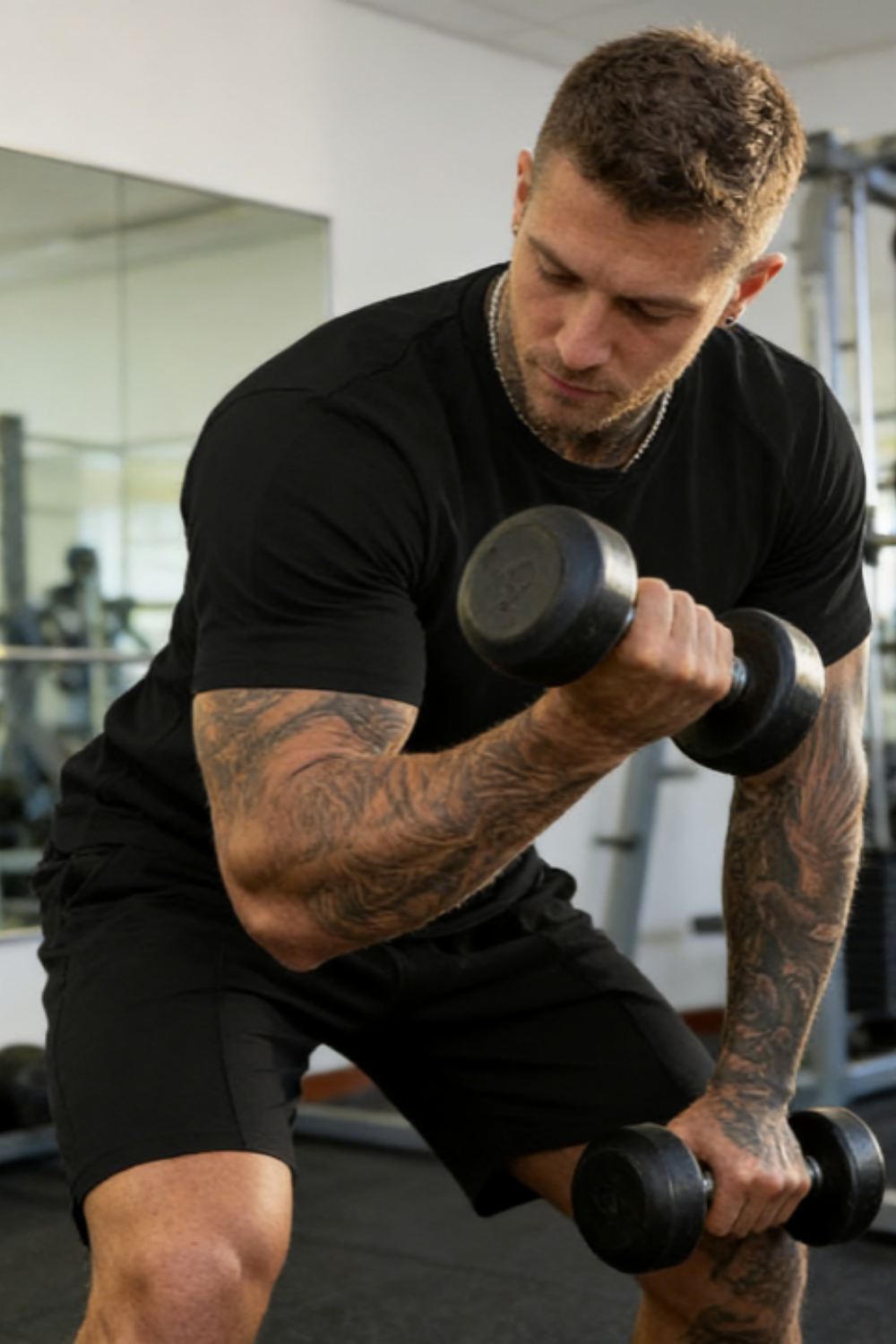 Men's Round Neck Short Sets - Black