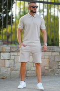 Gingtto Men's Light Brown Tracksuit With Stripe