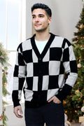 Men's Button Cardigan Sweater - Black & White