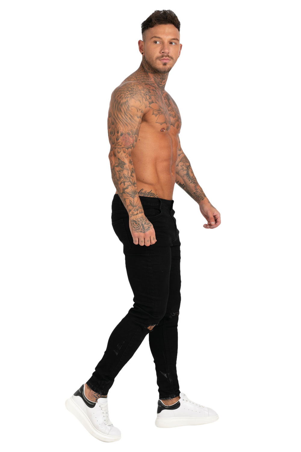 Black Ripped Jean On Knee