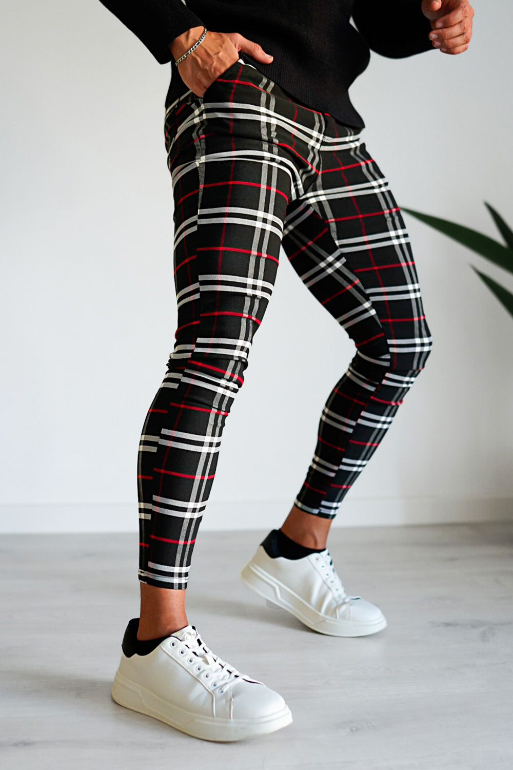 Men's Plaid Pant - Black And Red