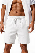 Men's Drawstring Casual Linen Shorts - White