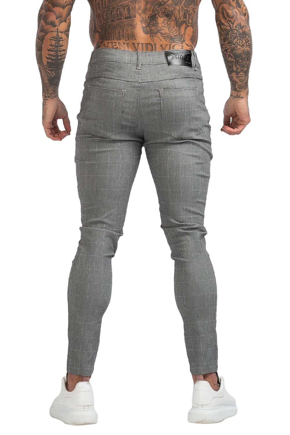 Mens Skinny Lattice Pant -Grey