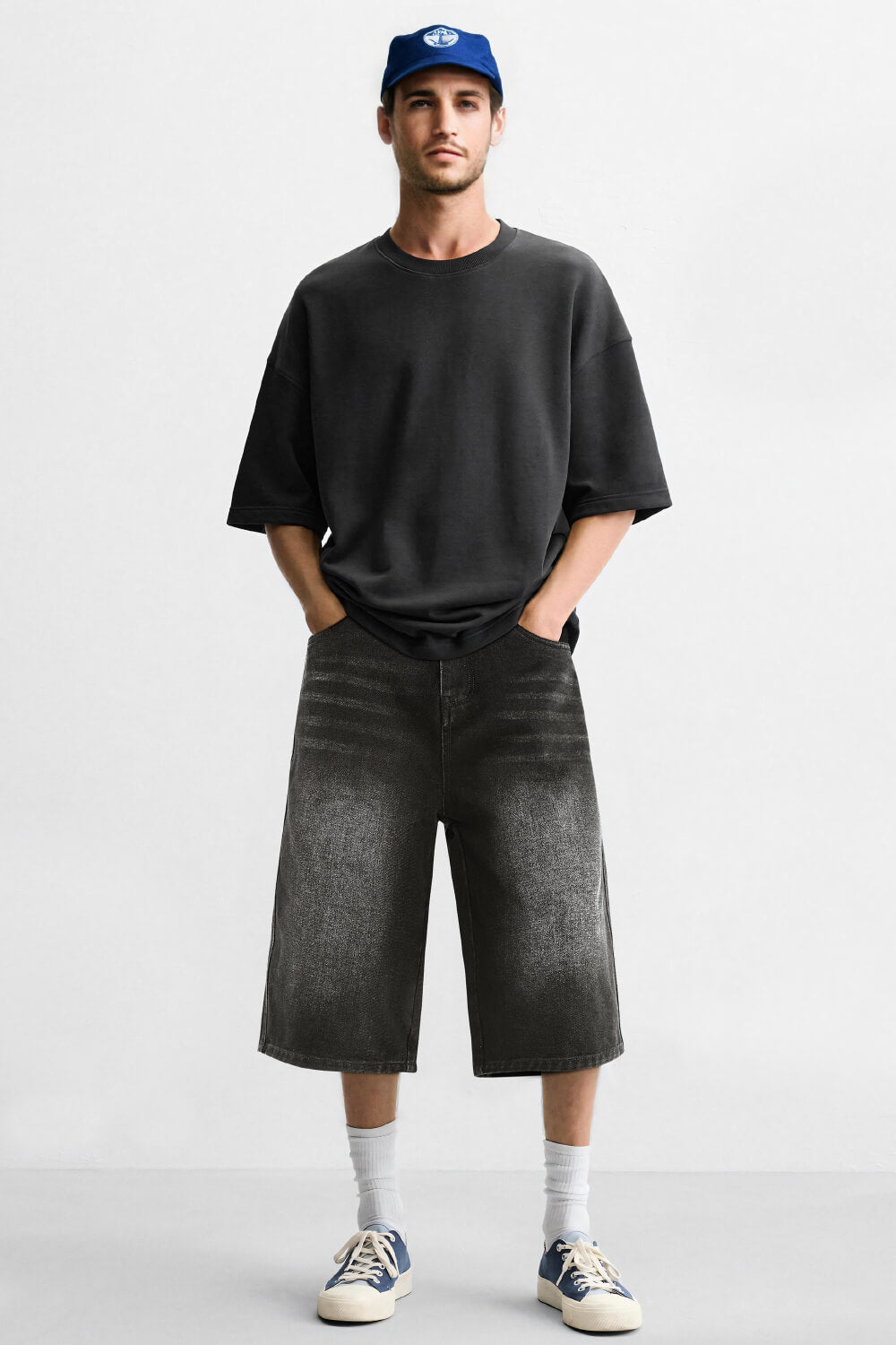 Men's Loose Denim Short - Dark Grey