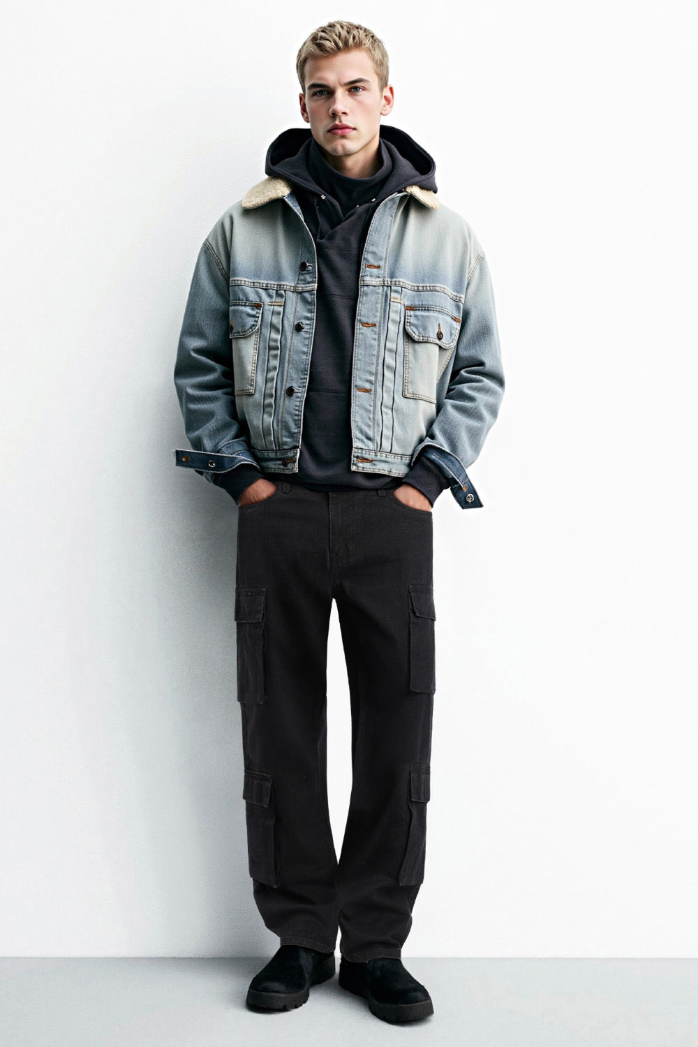 Men Relaxed Fit Cargo Pant - Black