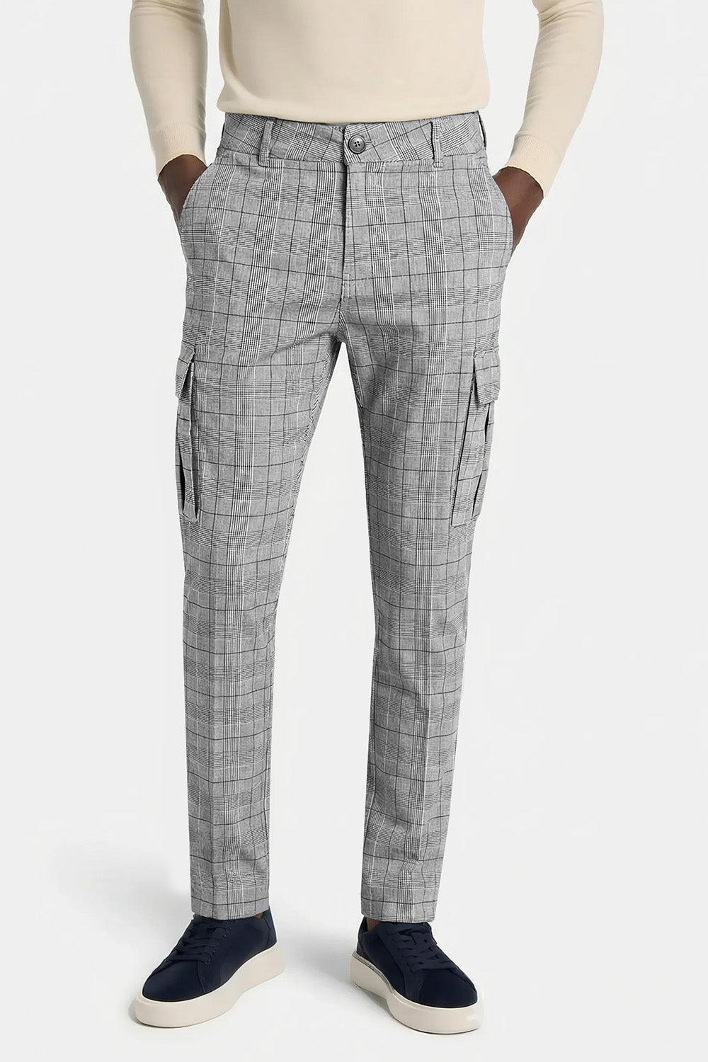 Mens Grey Stretch Skinny Pant - Pocket