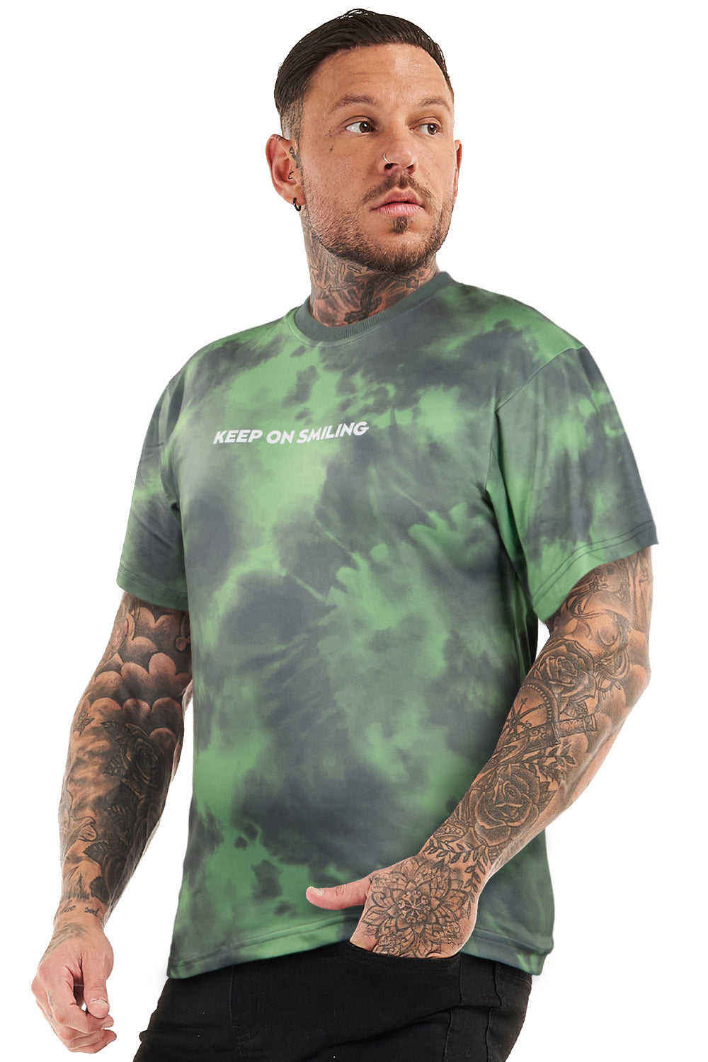 GINGTTO Mens Crew Neck T-shirts-Green