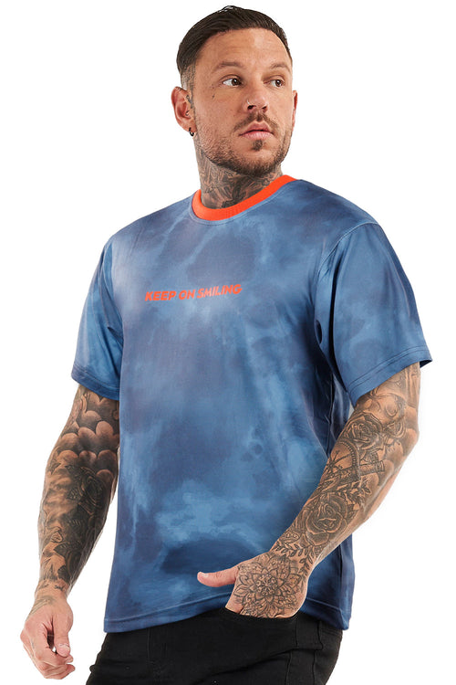 GINGTTO Mens Crew Neck T-shirts-Blue