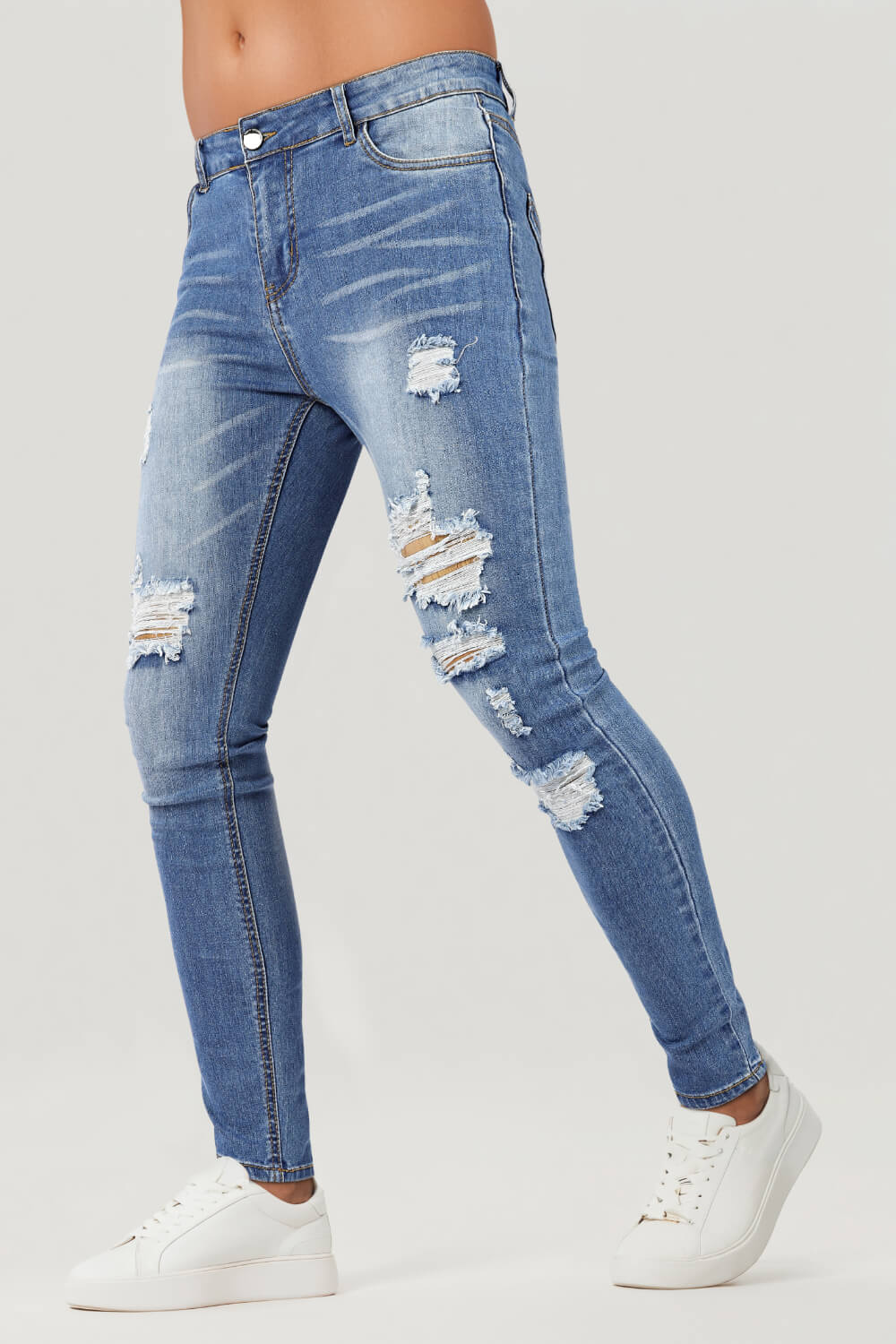 Men Washed Blue Jean - Ripped