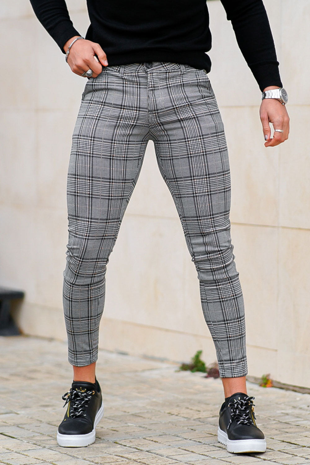 Men's Grey Check Trouser