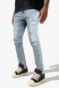 Mens Skinny Denim Blue Jeans - Ripped