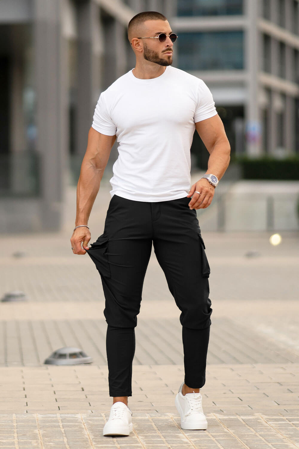 Men Casual Cargo Pant - Black