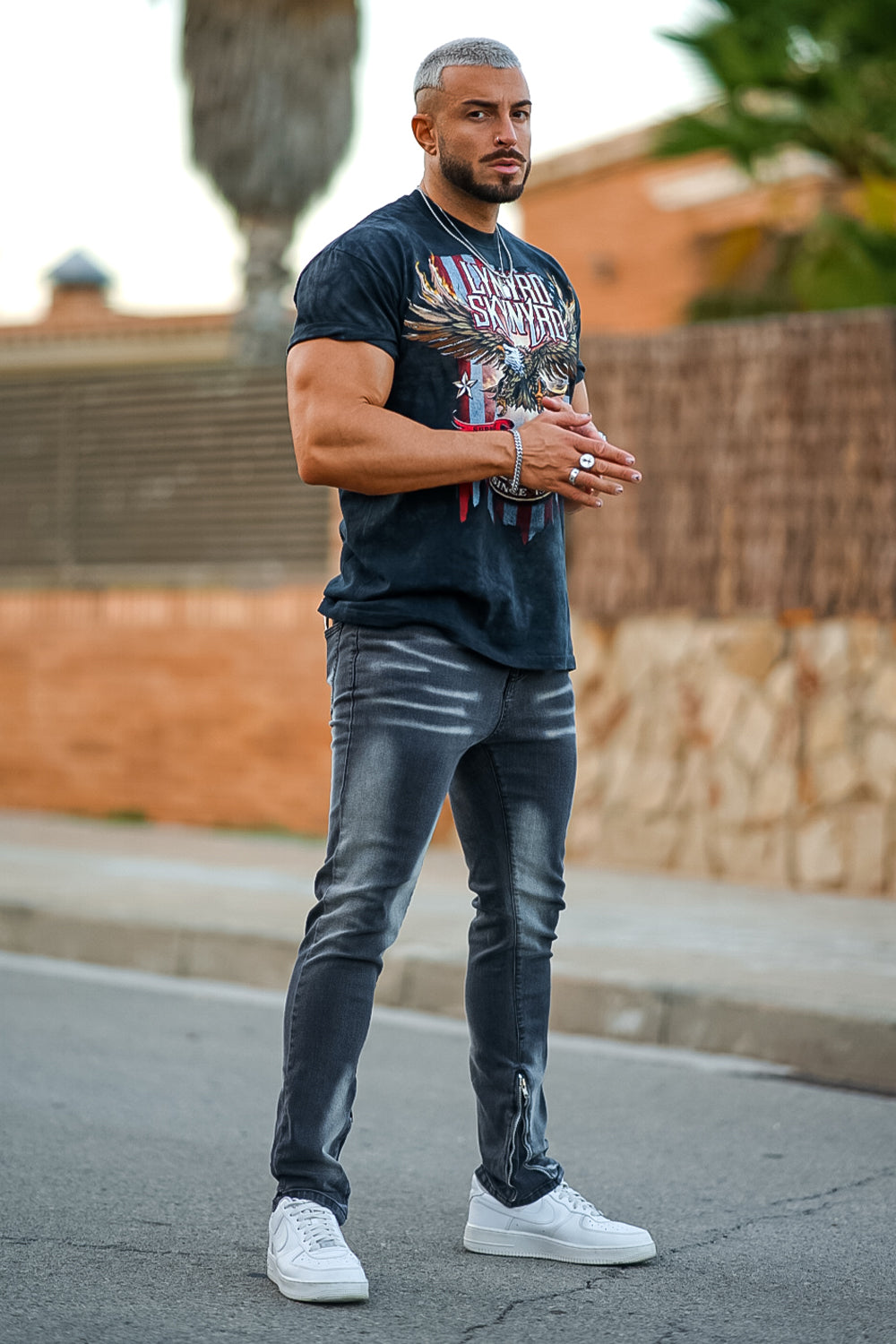 Men‘s Vintage washed stacked jeans Stretch Jeans